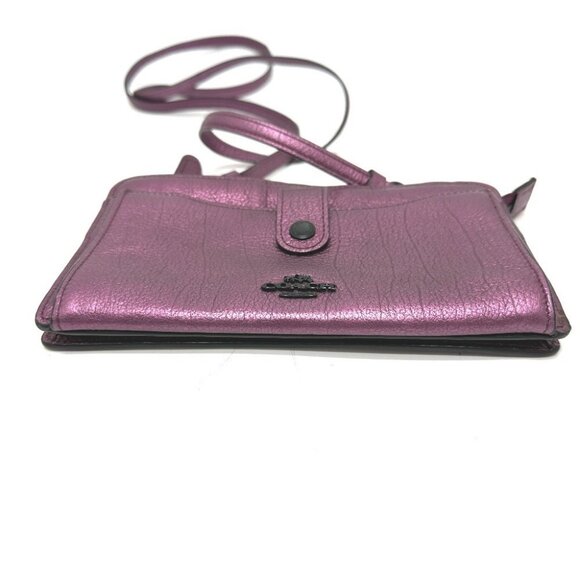 COACH 59958 Pop-up Wallet Messenger Bag Shoulder Bag Leather purple - Picture 6 of 13